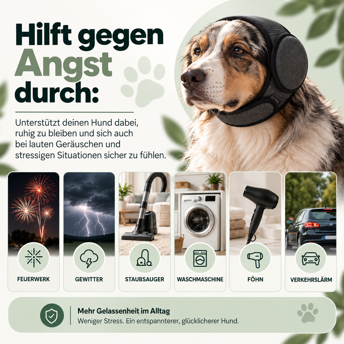 Beruhigende Ohrenschützer für Hunde